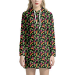 Watercolor Carrot And Radish Print Hoodie Dress