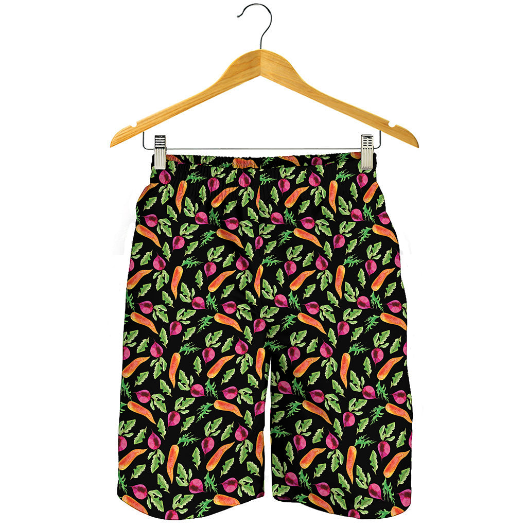 Watercolor Carrot And Radish Print Men's Shorts