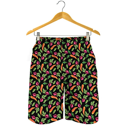 Watercolor Carrot And Radish Print Men's Shorts