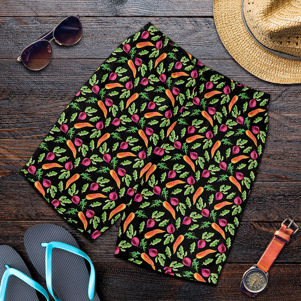 Watercolor Carrot And Radish Print Men's Shorts