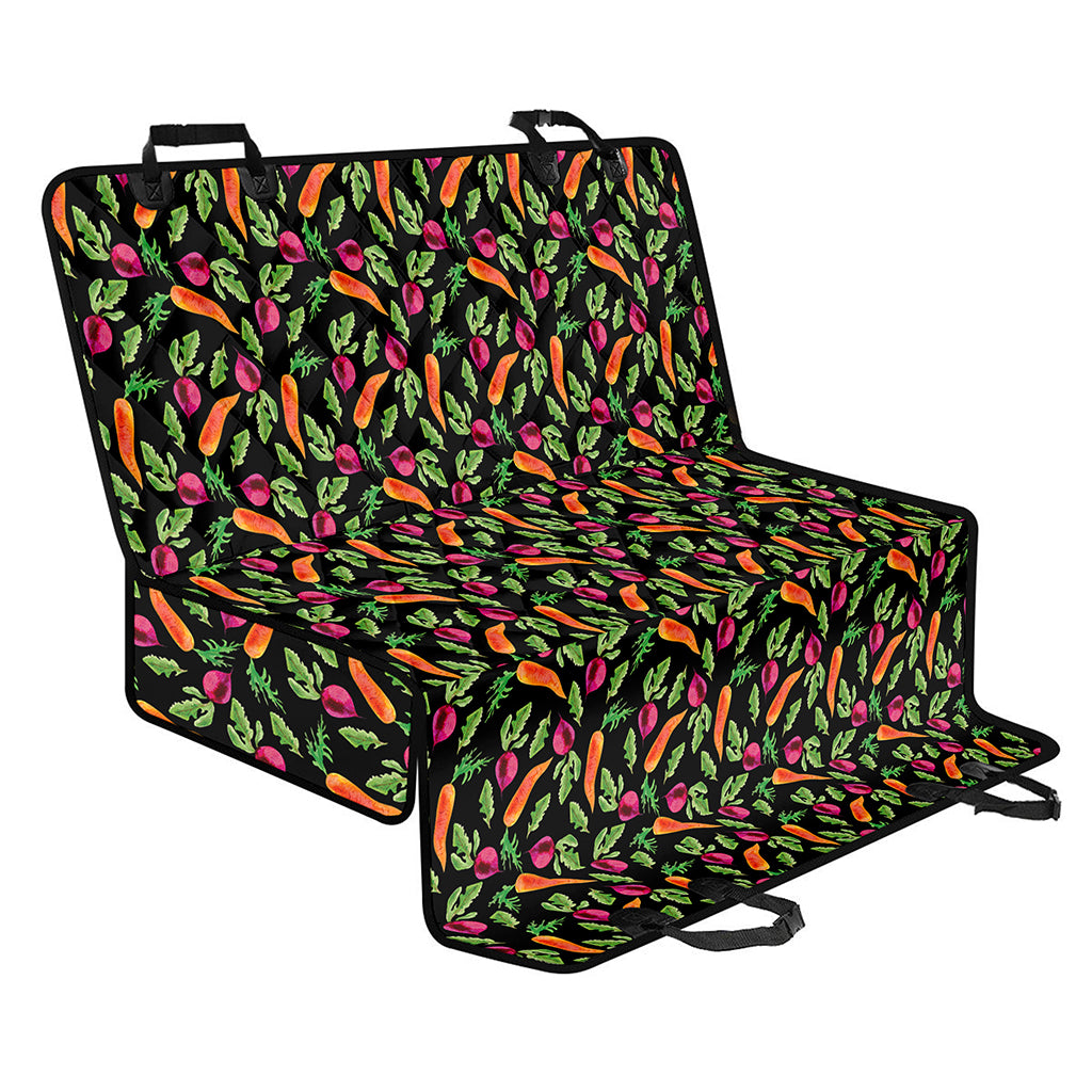 Watercolor Carrot And Radish Print Pet Car Back Seat Cover