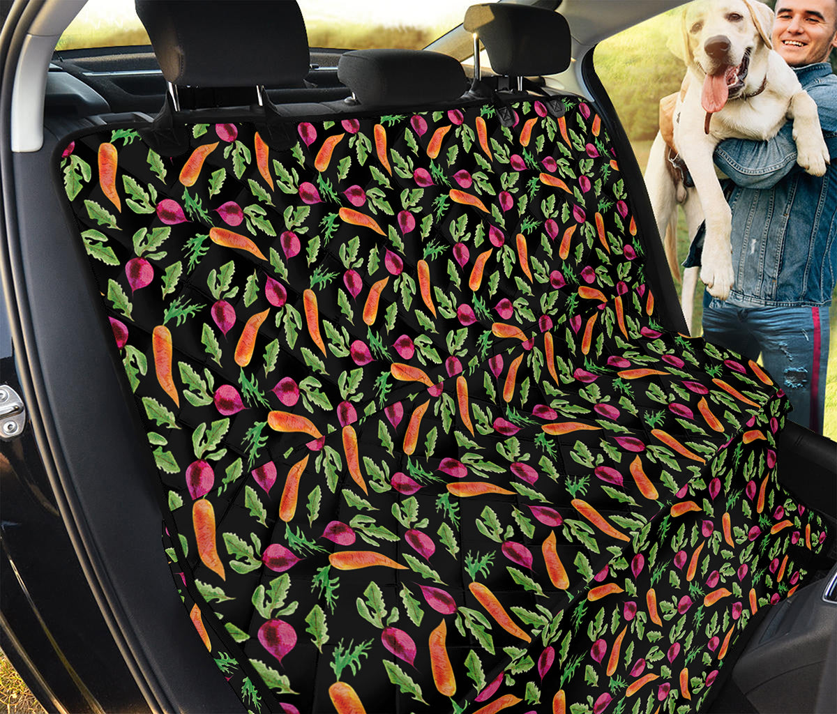 Watercolor Carrot And Radish Print Pet Car Back Seat Cover