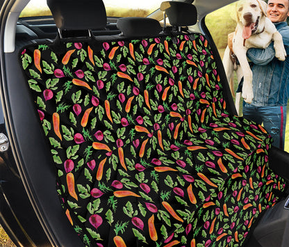 Watercolor Carrot And Radish Print Pet Car Back Seat Cover
