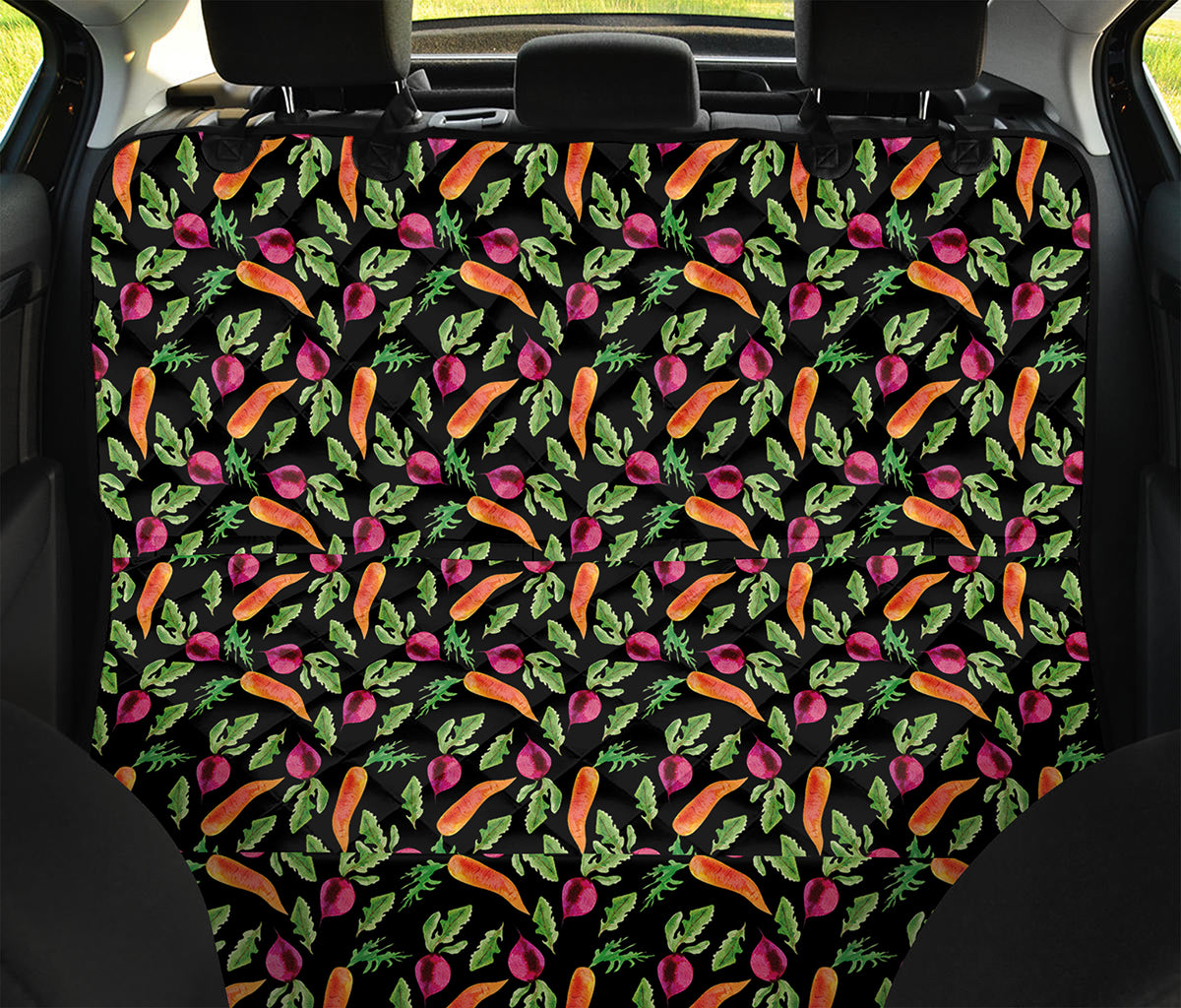 Watercolor Carrot And Radish Print Pet Car Back Seat Cover