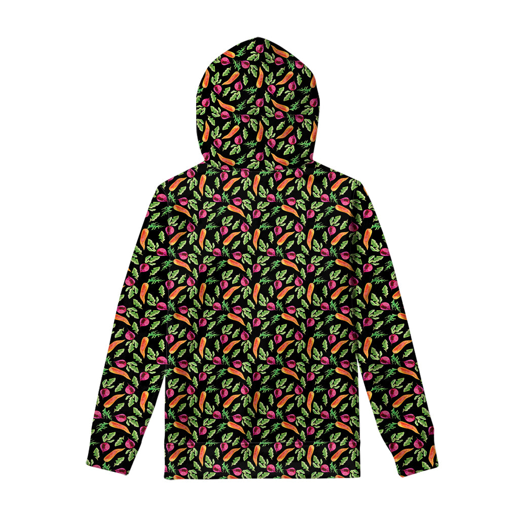 Watercolor Carrot And Radish Print Pullover Hoodie