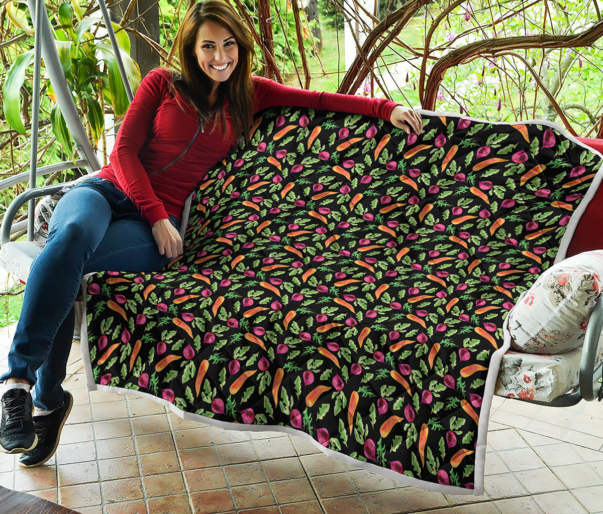 Watercolor Carrot And Radish Print Quilt