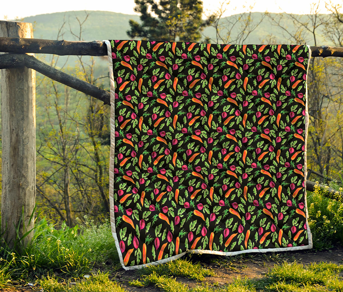 Watercolor Carrot And Radish Print Quilt