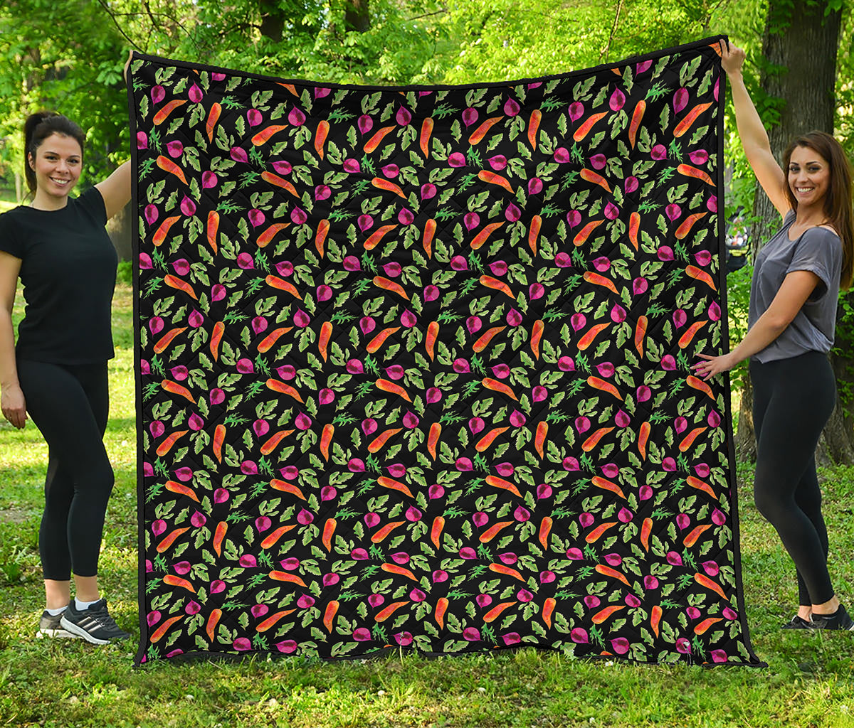 Watercolor Carrot And Radish Print Quilt