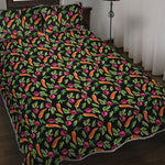 Watercolor Carrot And Radish Print Quilt Bed Set