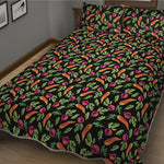 Watercolor Carrot And Radish Print Quilt Bed Set