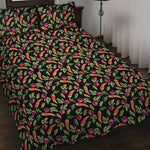 Watercolor Carrot And Radish Print Quilt Bed Set