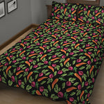 Watercolor Carrot And Radish Print Quilt Bed Set