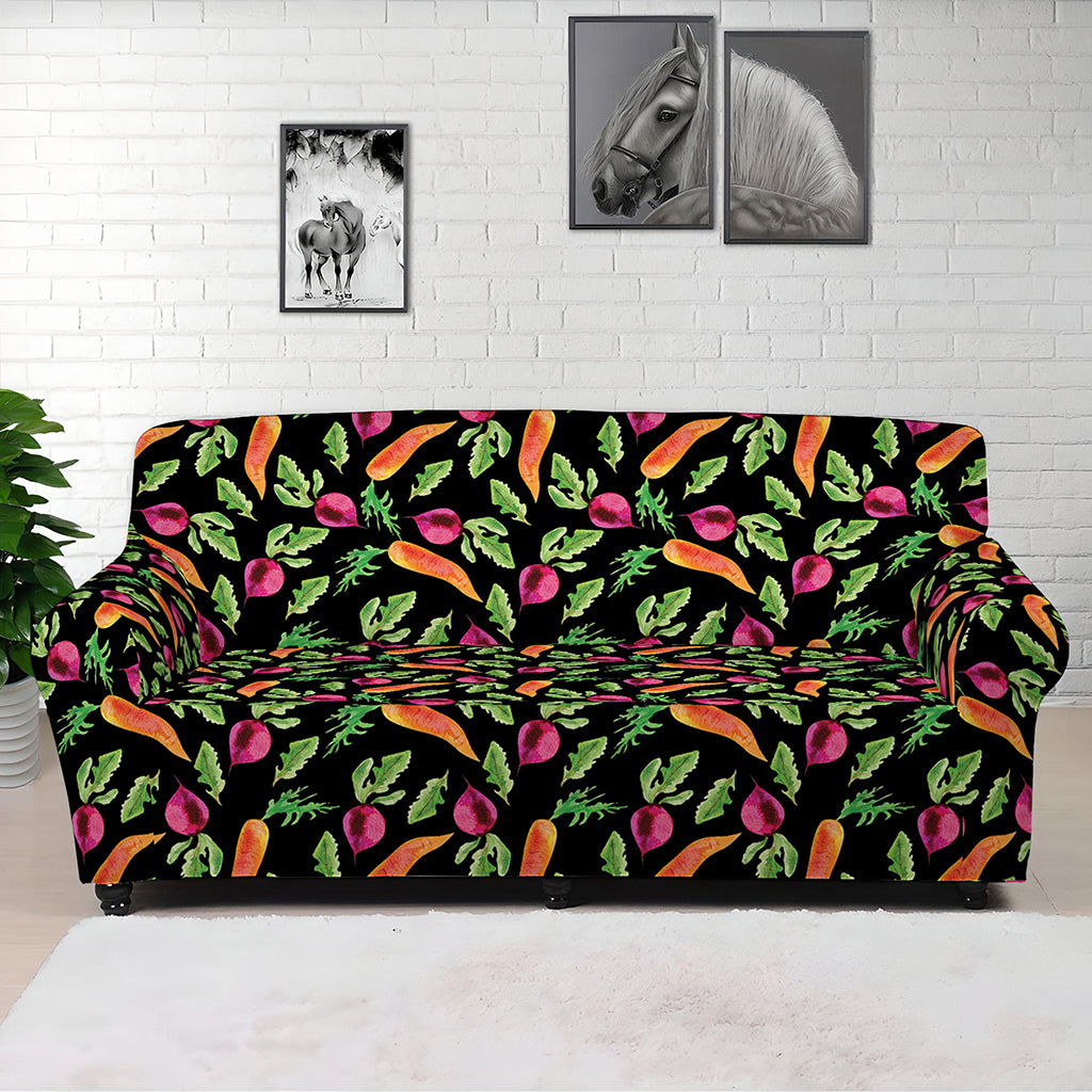 Watercolor Carrot And Radish Print Sofa Cover
