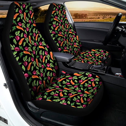 Watercolor Carrot And Radish Print Universal Fit Car Seat Covers