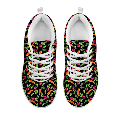 Watercolor Carrot And Radish Print White Sneakers