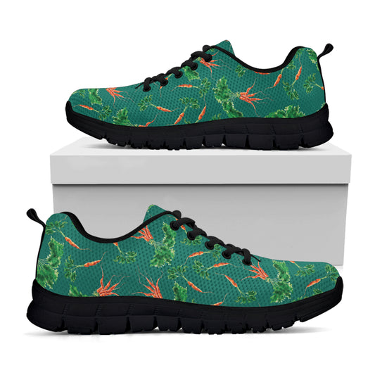 Watercolor Carrot Pattern Print Black Sneakers