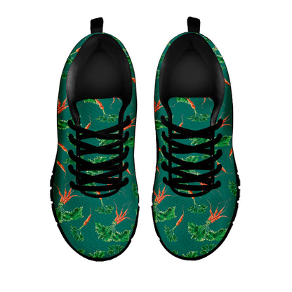 Watercolor Carrot Pattern Print Black Sneakers