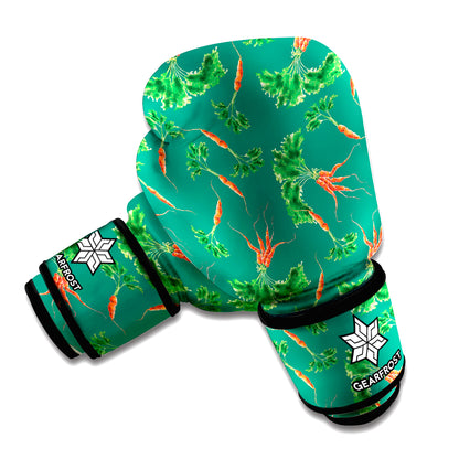 Watercolor Carrot Pattern Print Boxing Gloves