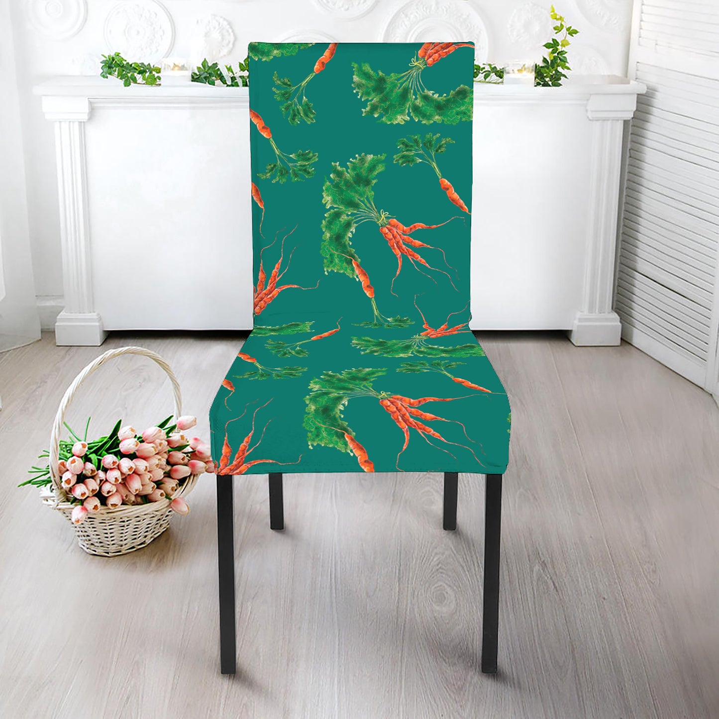 Watercolor Carrot Pattern Print Dining Chair Slipcover