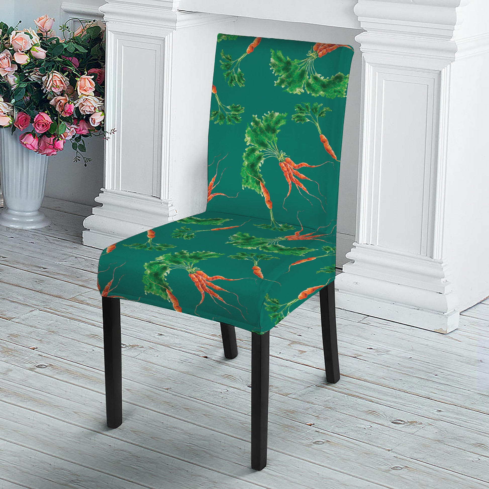 Watercolor Carrot Pattern Print Dining Chair Slipcover