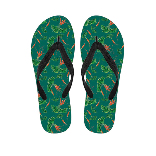Watercolor Carrot Pattern Print Flip Flops