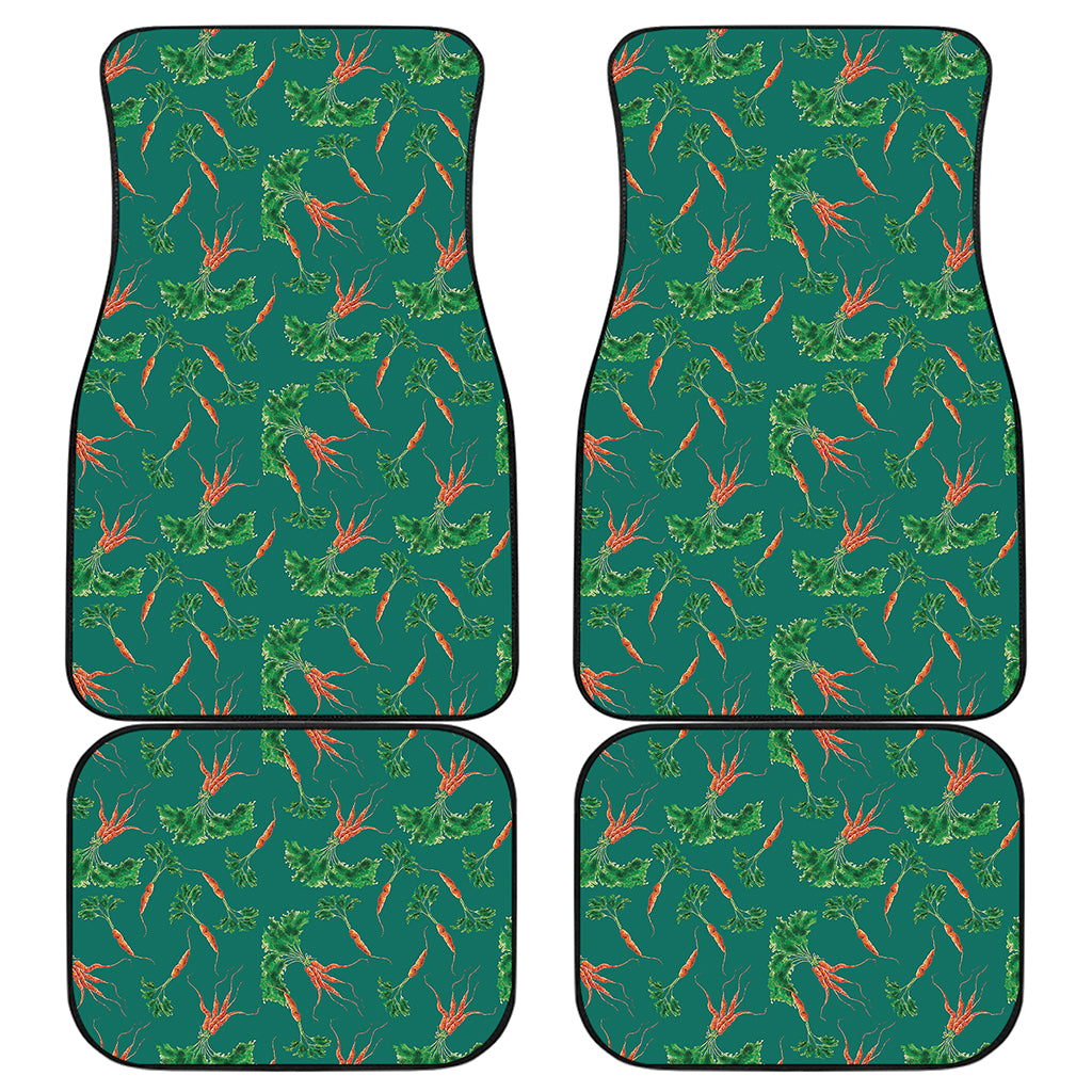 Watercolor Carrot Pattern Print Front and Back Car Floor Mats