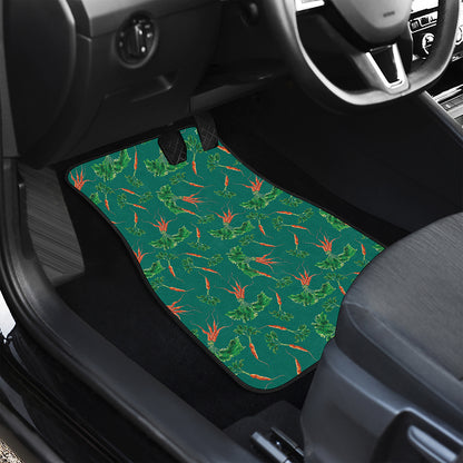 Watercolor Carrot Pattern Print Front and Back Car Floor Mats