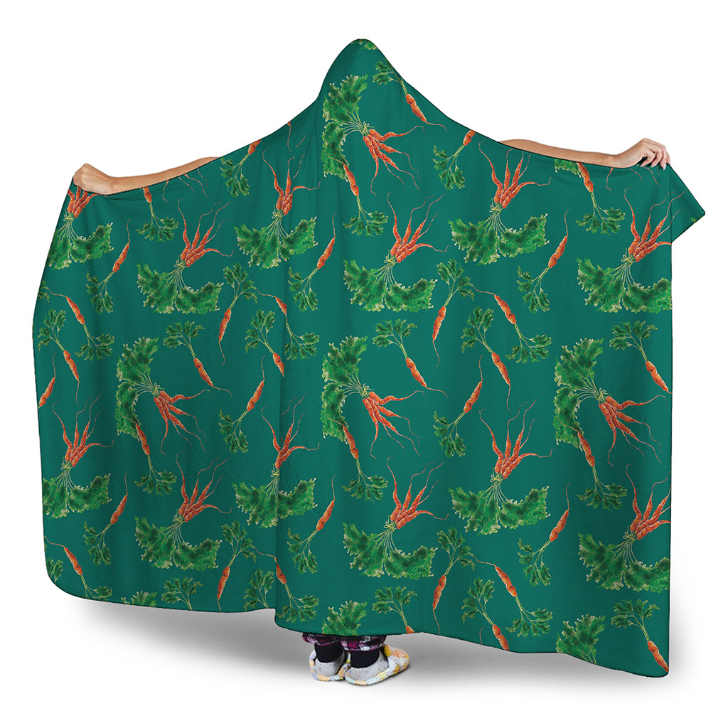 Watercolor Carrot Pattern Print Hooded Blanket