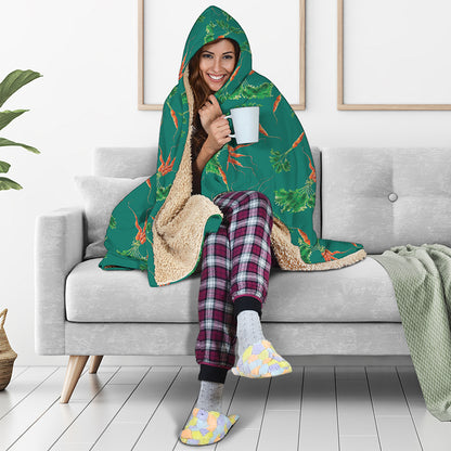 Watercolor Carrot Pattern Print Hooded Blanket