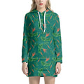 Watercolor Carrot Pattern Print Pullover Hoodie Dress
