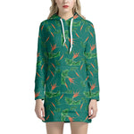 Watercolor Carrot Pattern Print Hoodie Dress