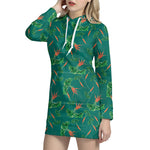 Watercolor Carrot Pattern Print Hoodie Dress