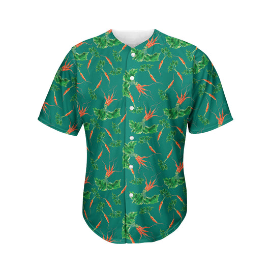 Watercolor Carrot Pattern Print Men's Baseball Jersey