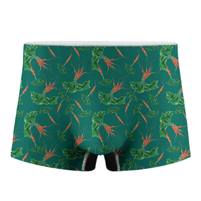 Watercolor Carrot Pattern Print Men's Boxer Briefs