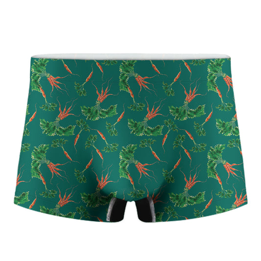 Watercolor Carrot Pattern Print Men's Boxer Briefs