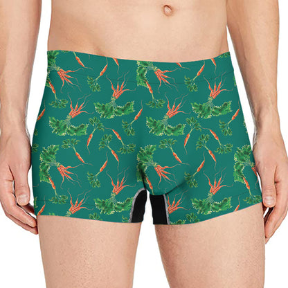 Watercolor Carrot Pattern Print Men's Boxer Briefs
