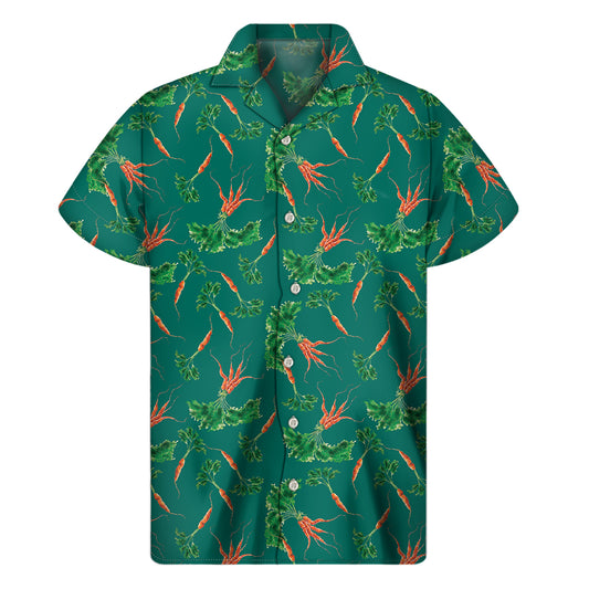 Watercolor Carrot Pattern Print Men's Short Sleeve Shirt