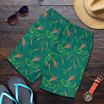 Watercolor Carrot Pattern Print Men's Shorts