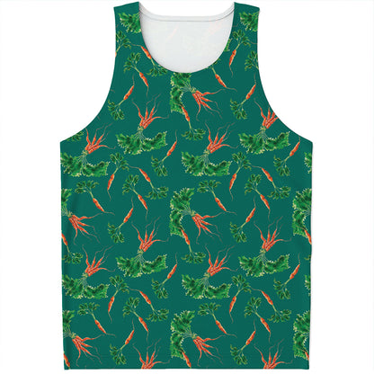 Watercolor Carrot Pattern Print Men's Tank Top