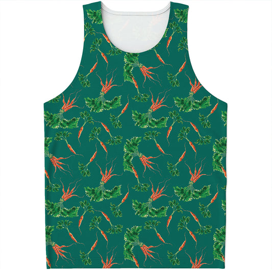 Watercolor Carrot Pattern Print Men's Tank Top