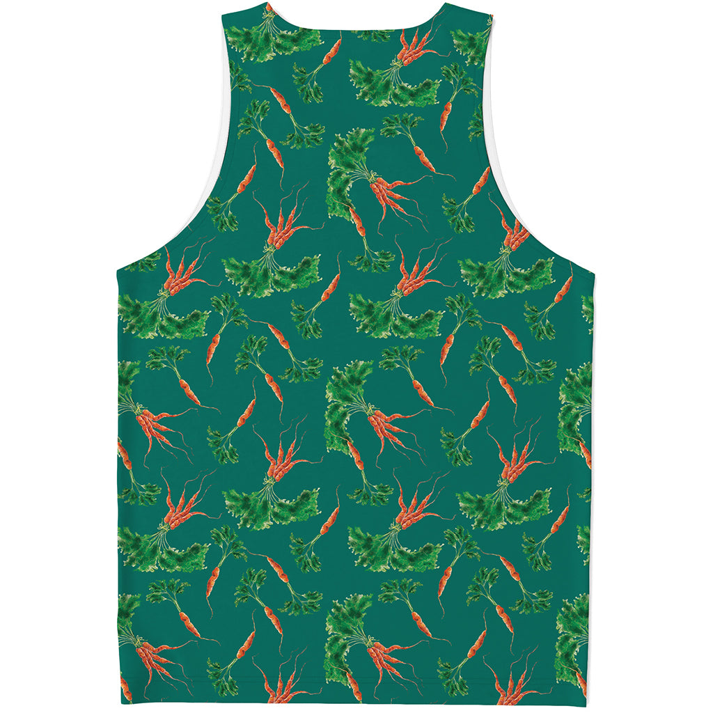 Watercolor Carrot Pattern Print Men's Tank Top