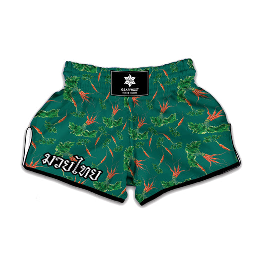 Watercolor Carrot Pattern Print Muay Thai Boxing Shorts