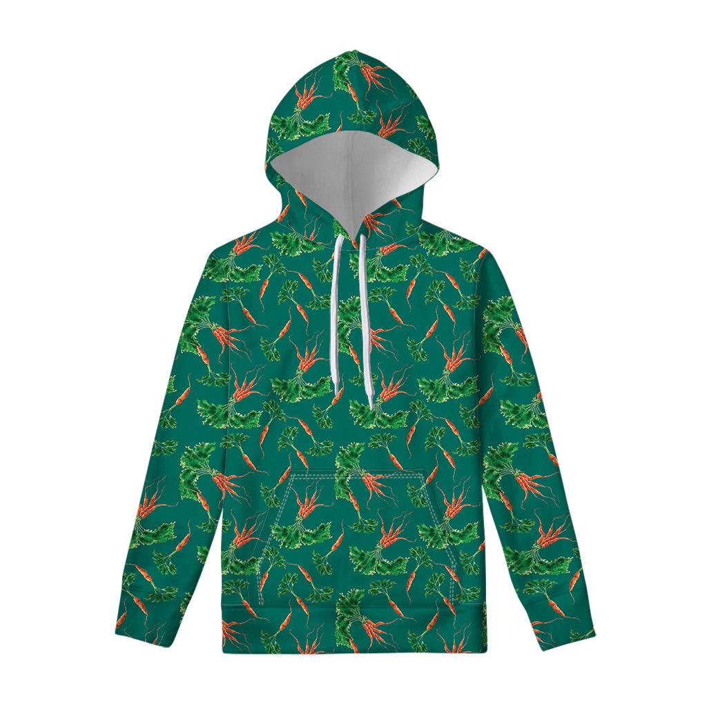 Watercolor Carrot Pattern Print Pullover Hoodie