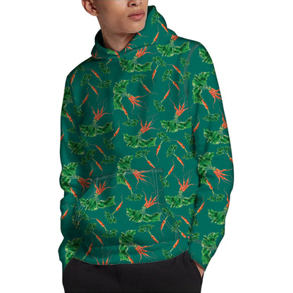 Watercolor Carrot Pattern Print Pullover Hoodie