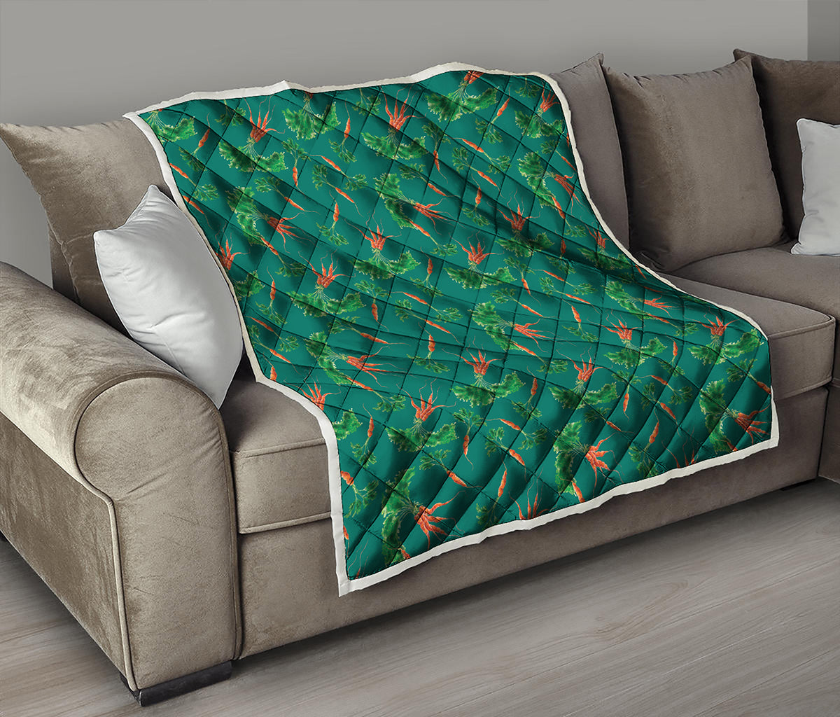 Watercolor Carrot Pattern Print Quilt