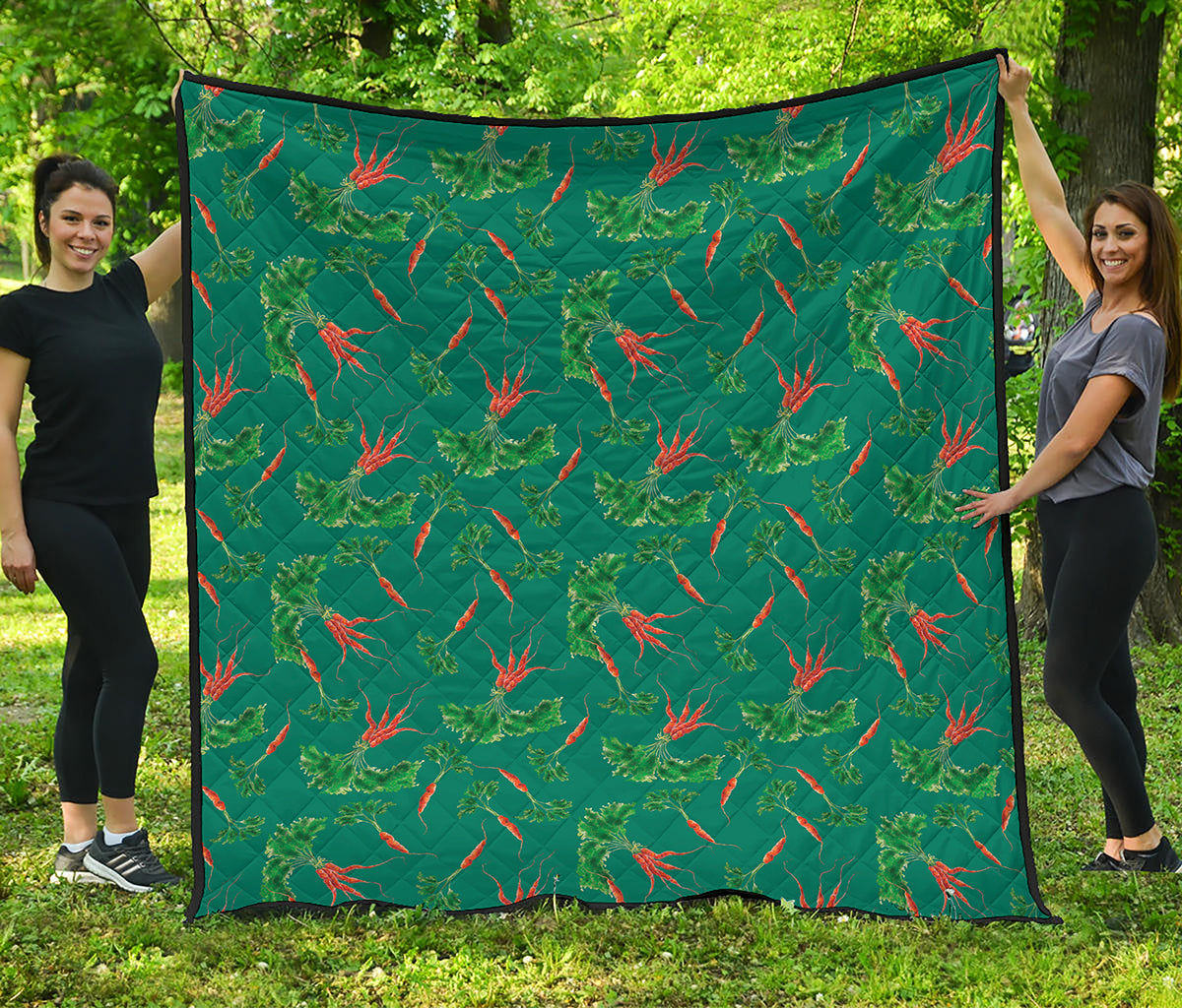 Watercolor Carrot Pattern Print Quilt