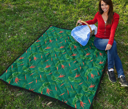 Watercolor Carrot Pattern Print Quilt