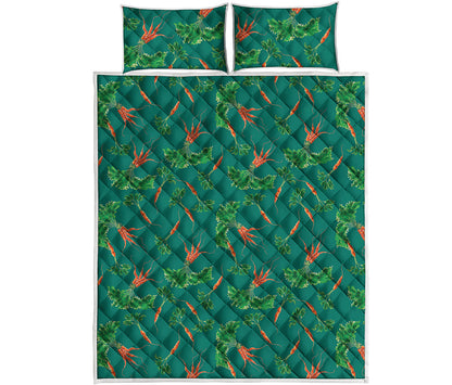 Watercolor Carrot Pattern Print Quilt Bed Set