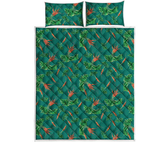 Watercolor Carrot Pattern Print Quilt Bed Set