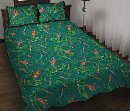 Watercolor Carrot Pattern Print Quilt Bed Set